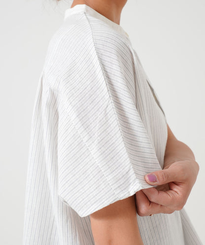 Cotton-linen short-sleeve shirt
