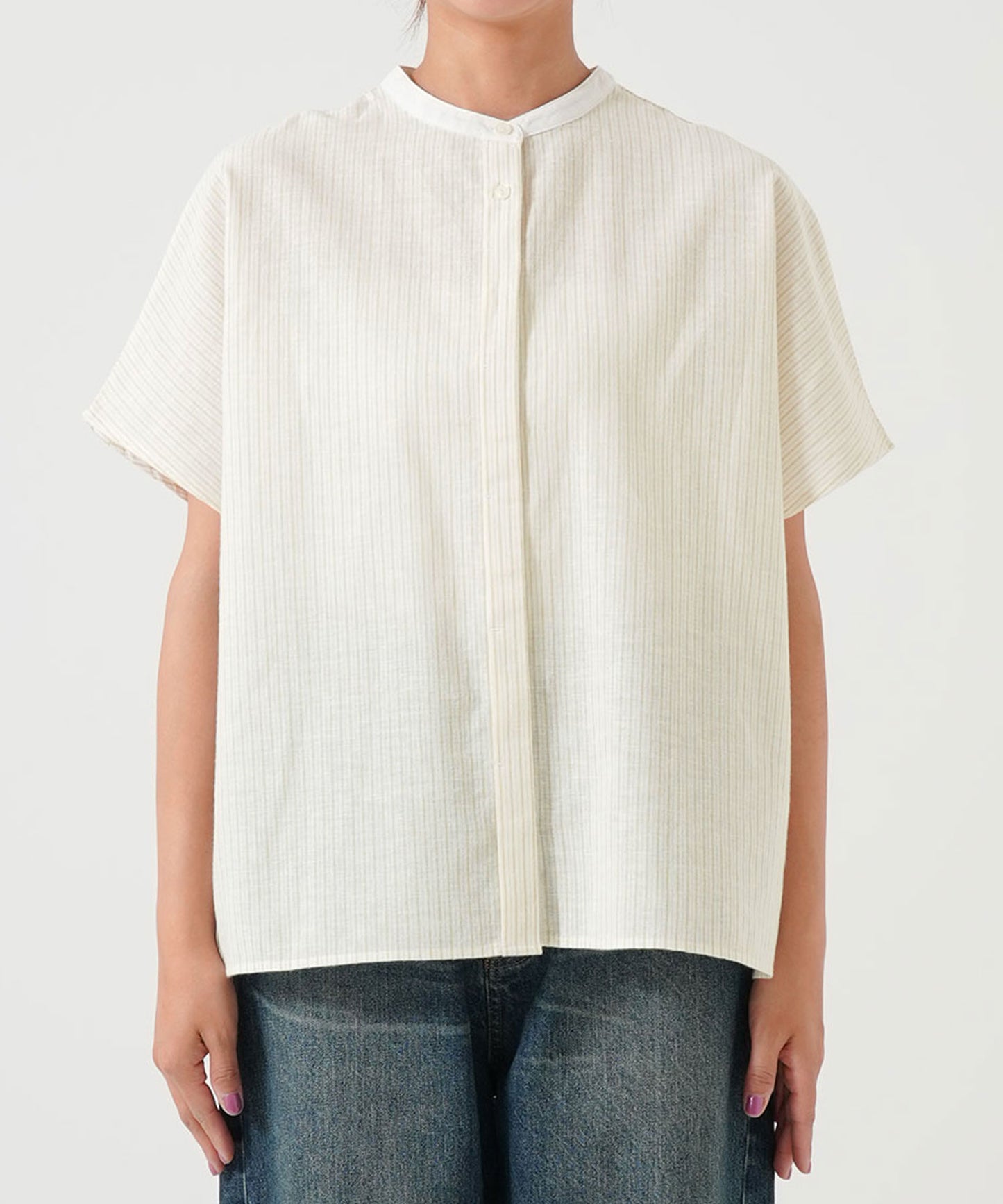 Cotton-linen short-sleeve shirt