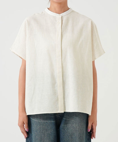 Cotton-linen short-sleeve shirt