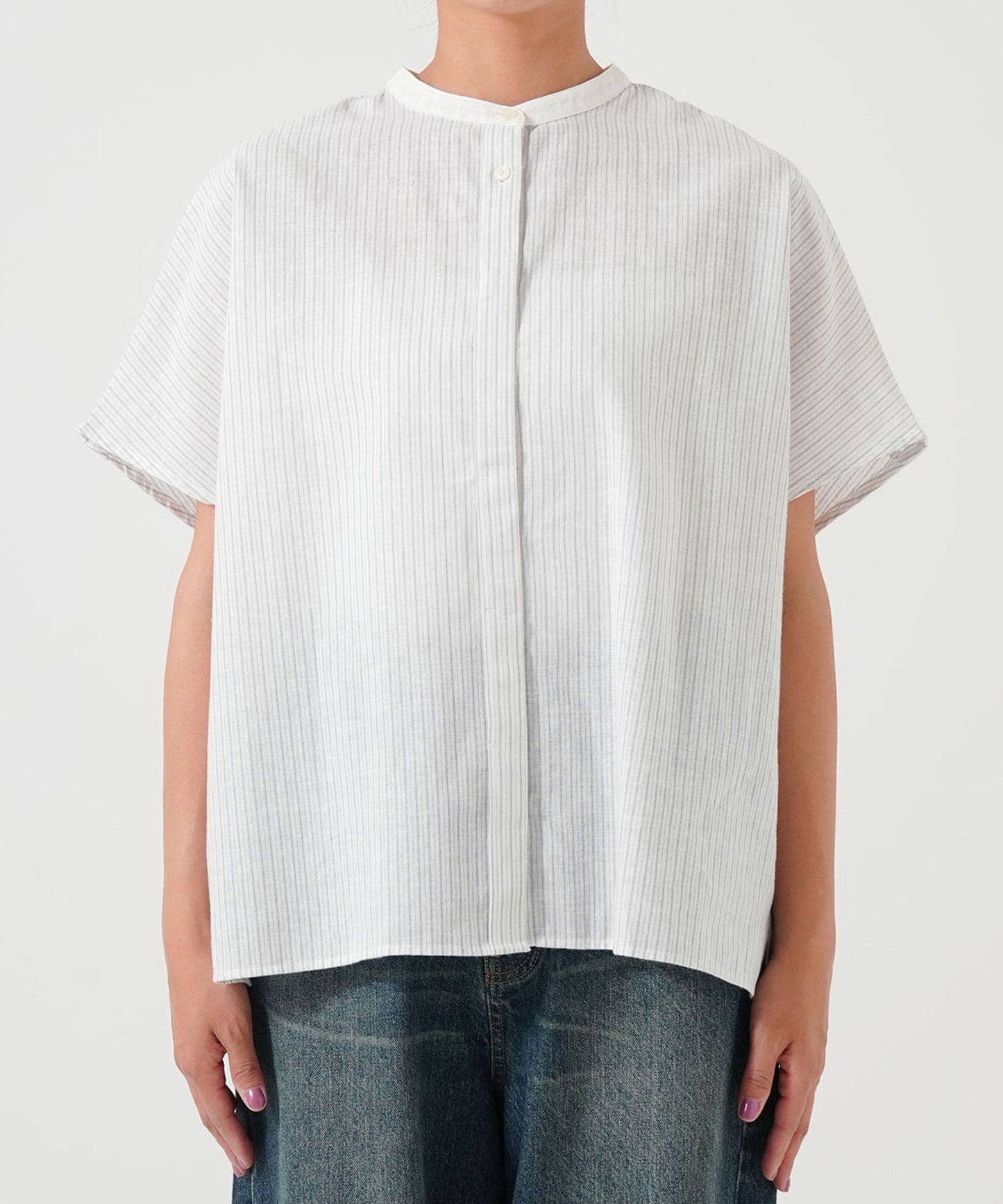 Cotton-linen short-sleeve shirt