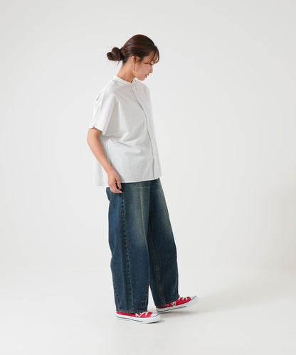 Cotton-linen short-sleeve shirt