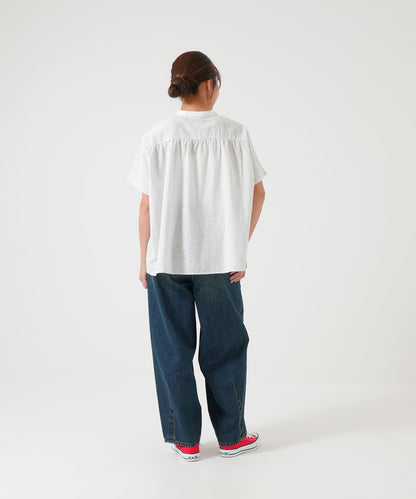 Cotton-linen short-sleeve shirt