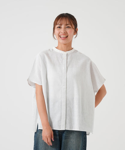 Cotton-linen short-sleeve shirt