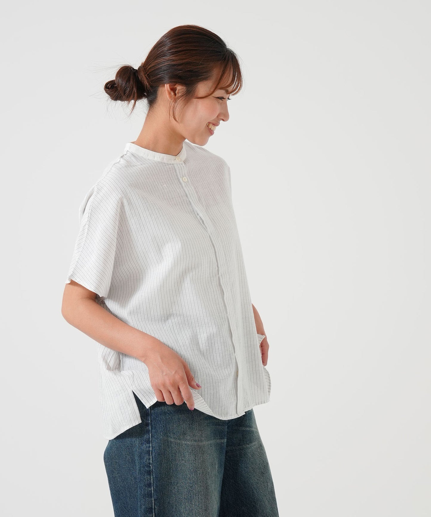 Cotton-linen short-sleeve shirt