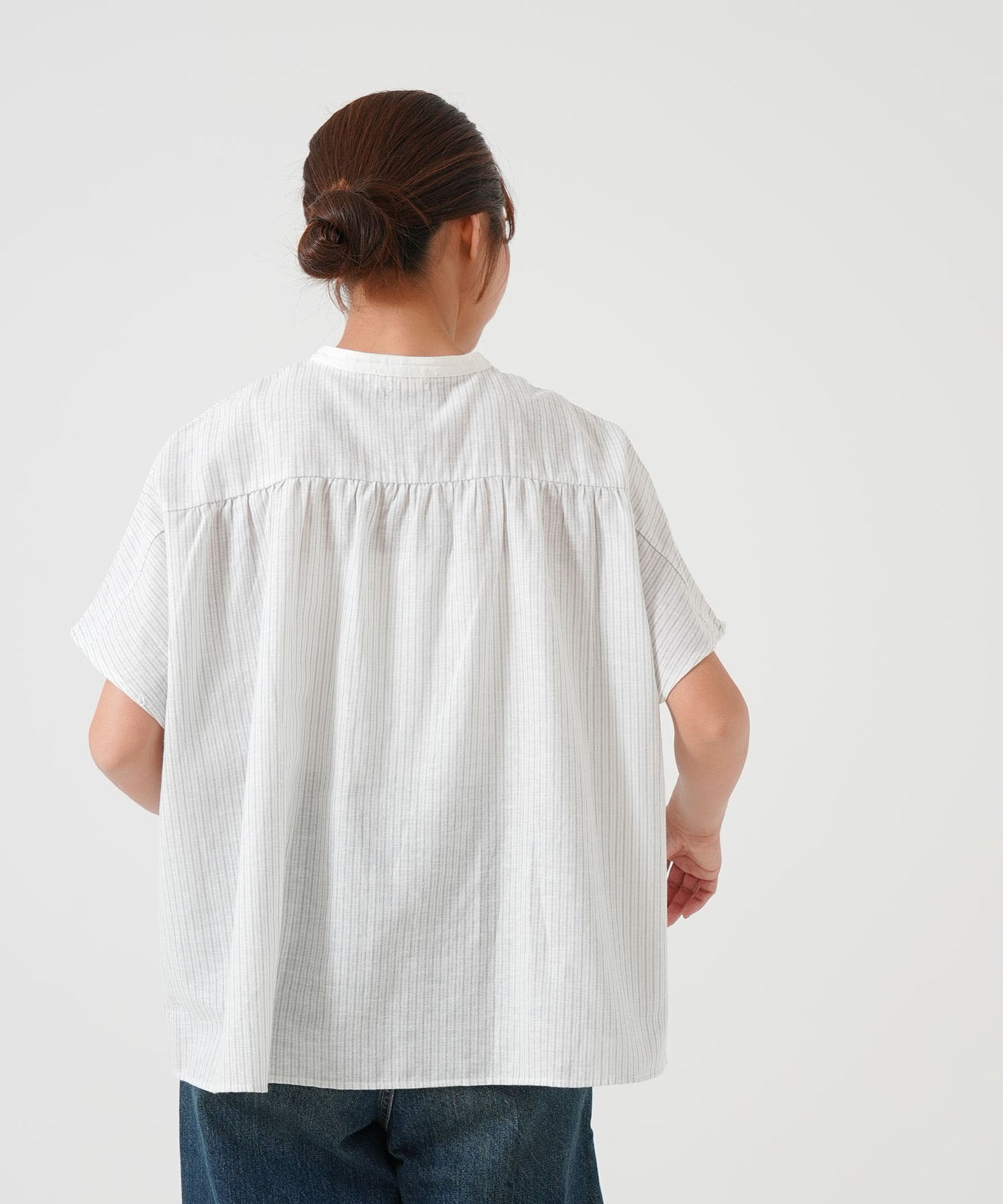 Cotton-linen short-sleeve shirt