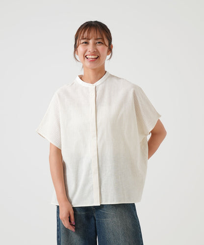 Cotton-linen short-sleeve shirt