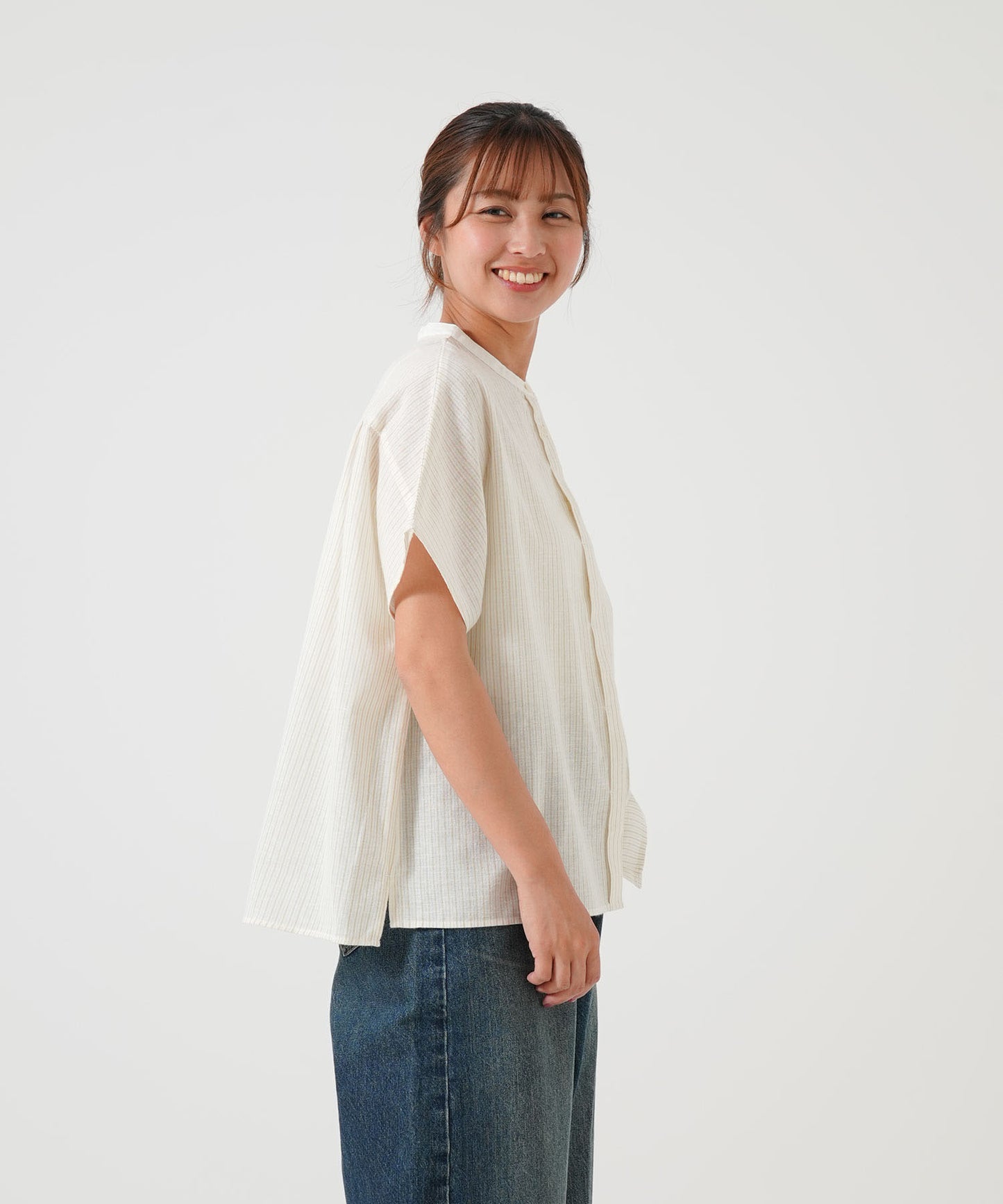 Cotton-linen short-sleeve shirt