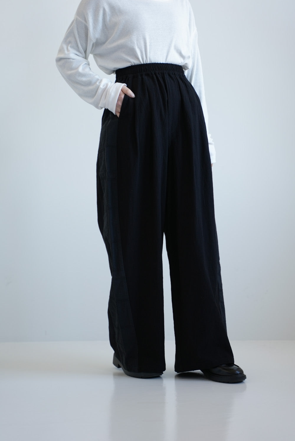 Side Lace Embroidered Wide Pants