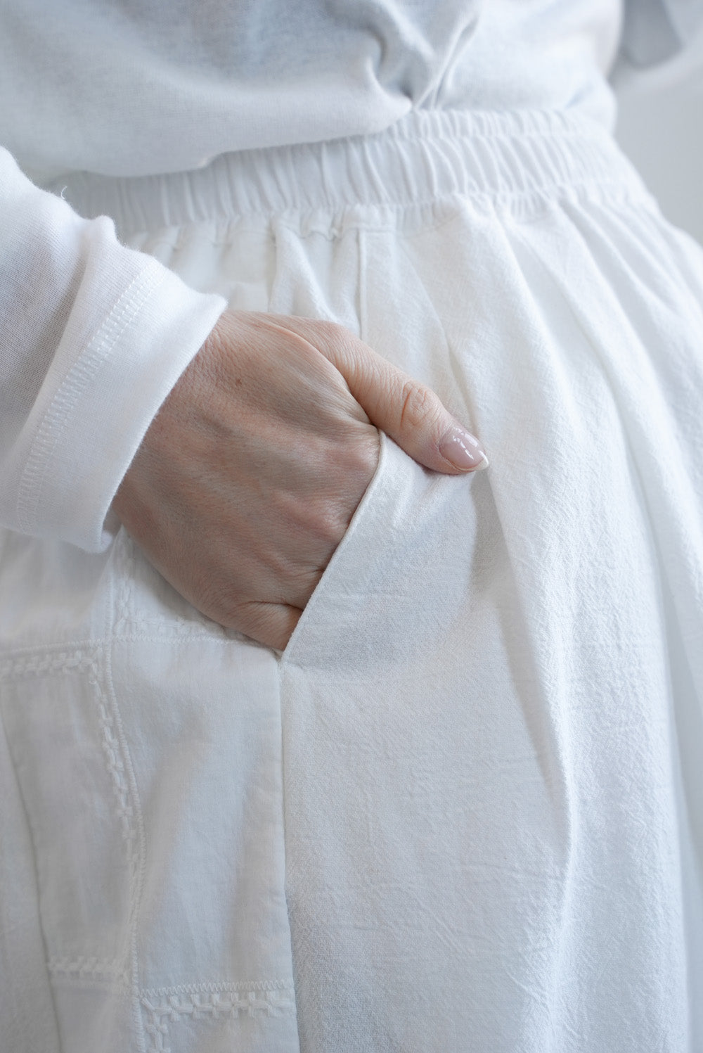 Side Lace Embroidered Wide Pants