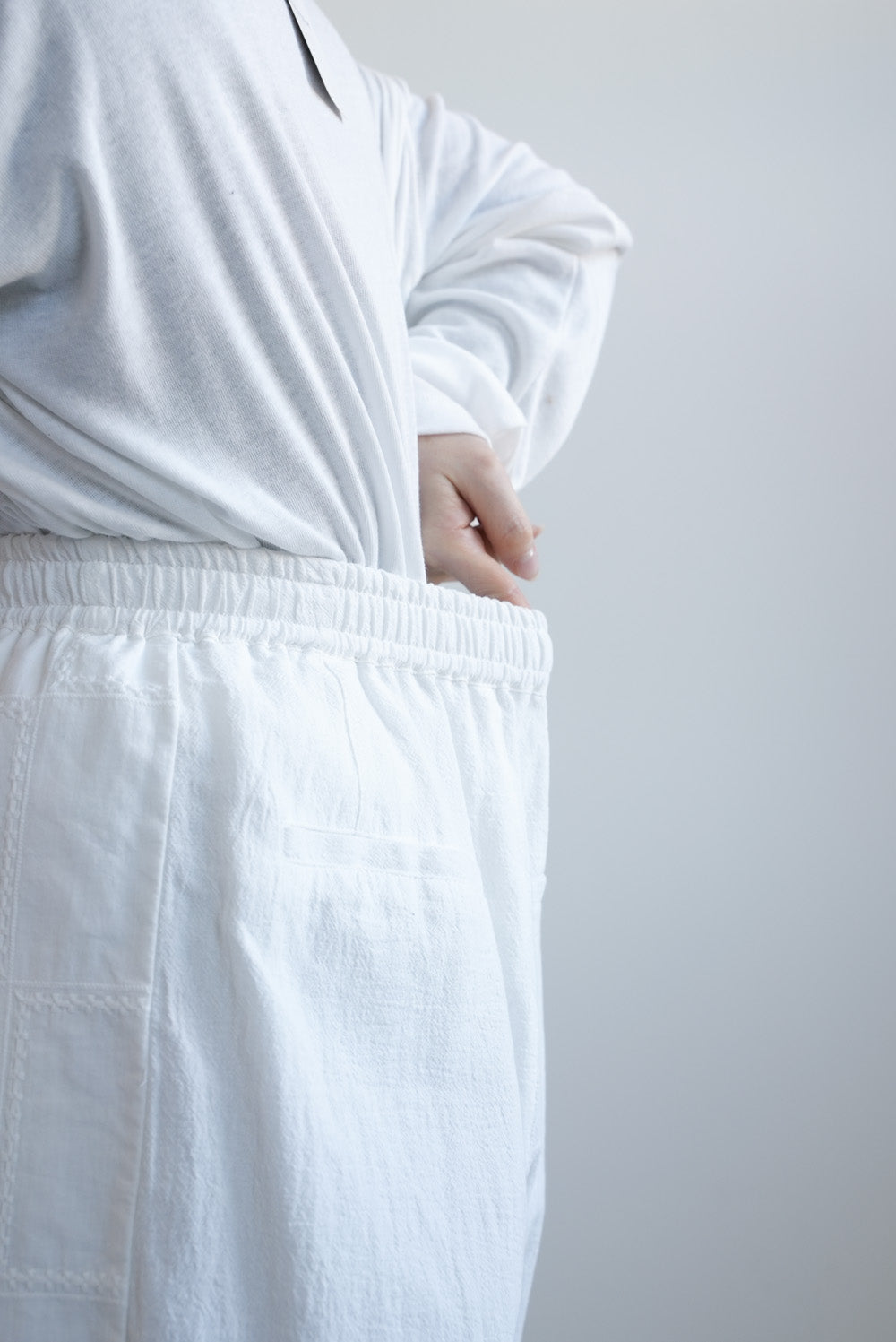 Side Lace Embroidered Wide Pants
