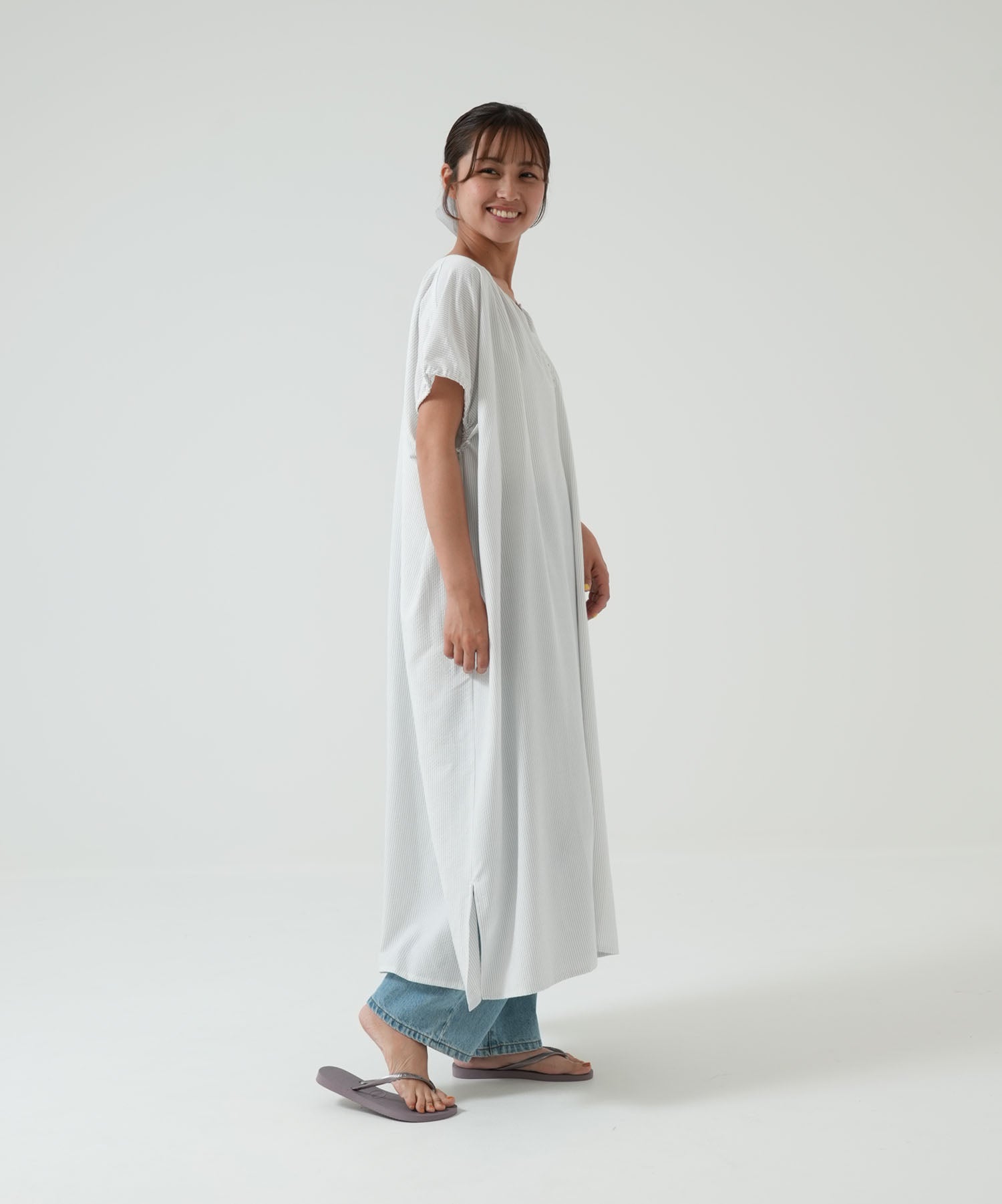 ストライプホワイト/ 162cm / FREE