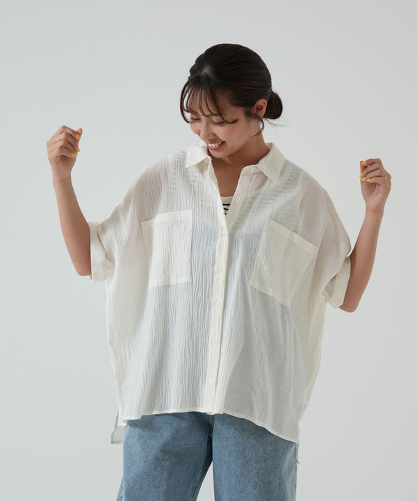 《4月28日入荷》前開き半袖ワイドシャツ