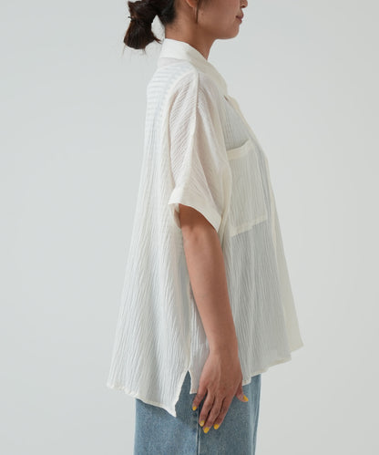 ★《Scheduled to arrive April 28》Front-open short-sleeve wide shirt
