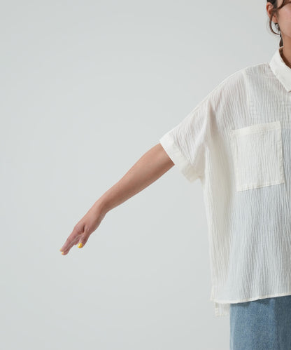 ★《Scheduled to arrive April 28》Front-open short-sleeve wide shirt