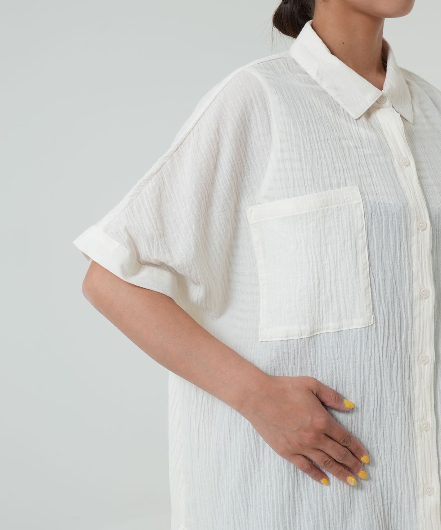 ★《Scheduled to arrive April 28》Front-open short-sleeve wide shirt