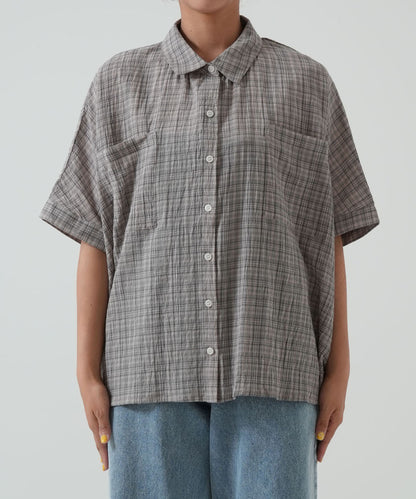 ★《Scheduled to arrive April 28》Front-open short-sleeve wide shirt