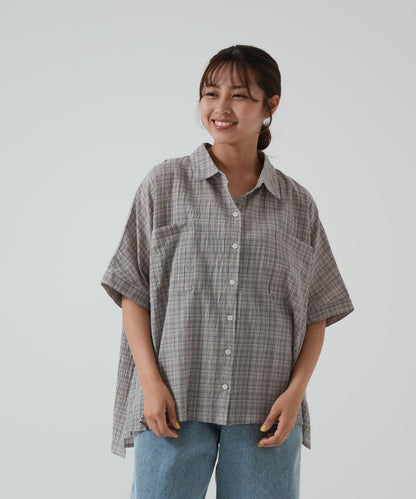 ★《Scheduled to arrive April 28》Front-open short-sleeve wide shirt