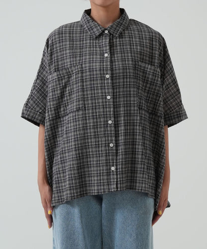 ★《Scheduled to arrive April 28》Front-open short-sleeve wide shirt