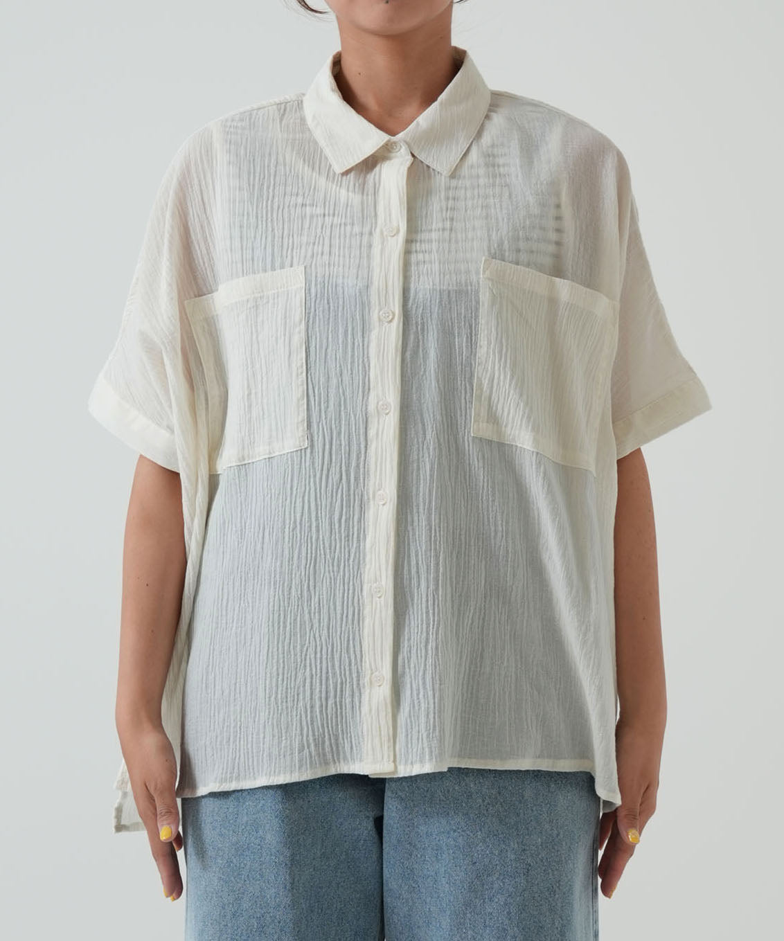 ★《Scheduled to arrive April 28》Front-open short-sleeve wide shirt
