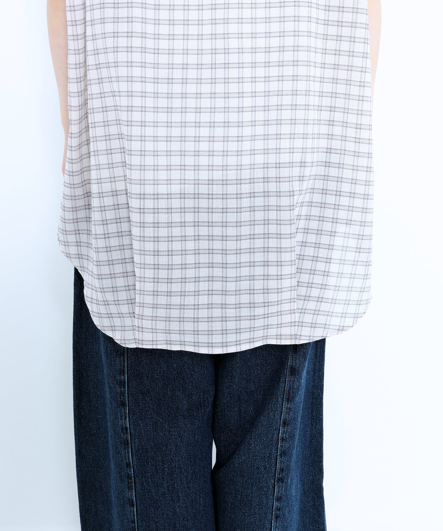 《6月19日入荷》ノースリーブバンドカラーシャツチュニック