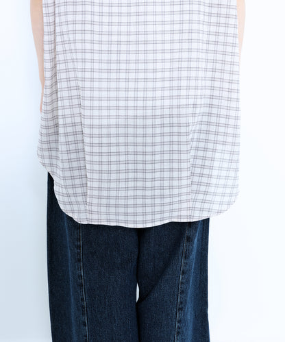 《6月19日入荷》ノースリーブバンドカラーシャツチュニック