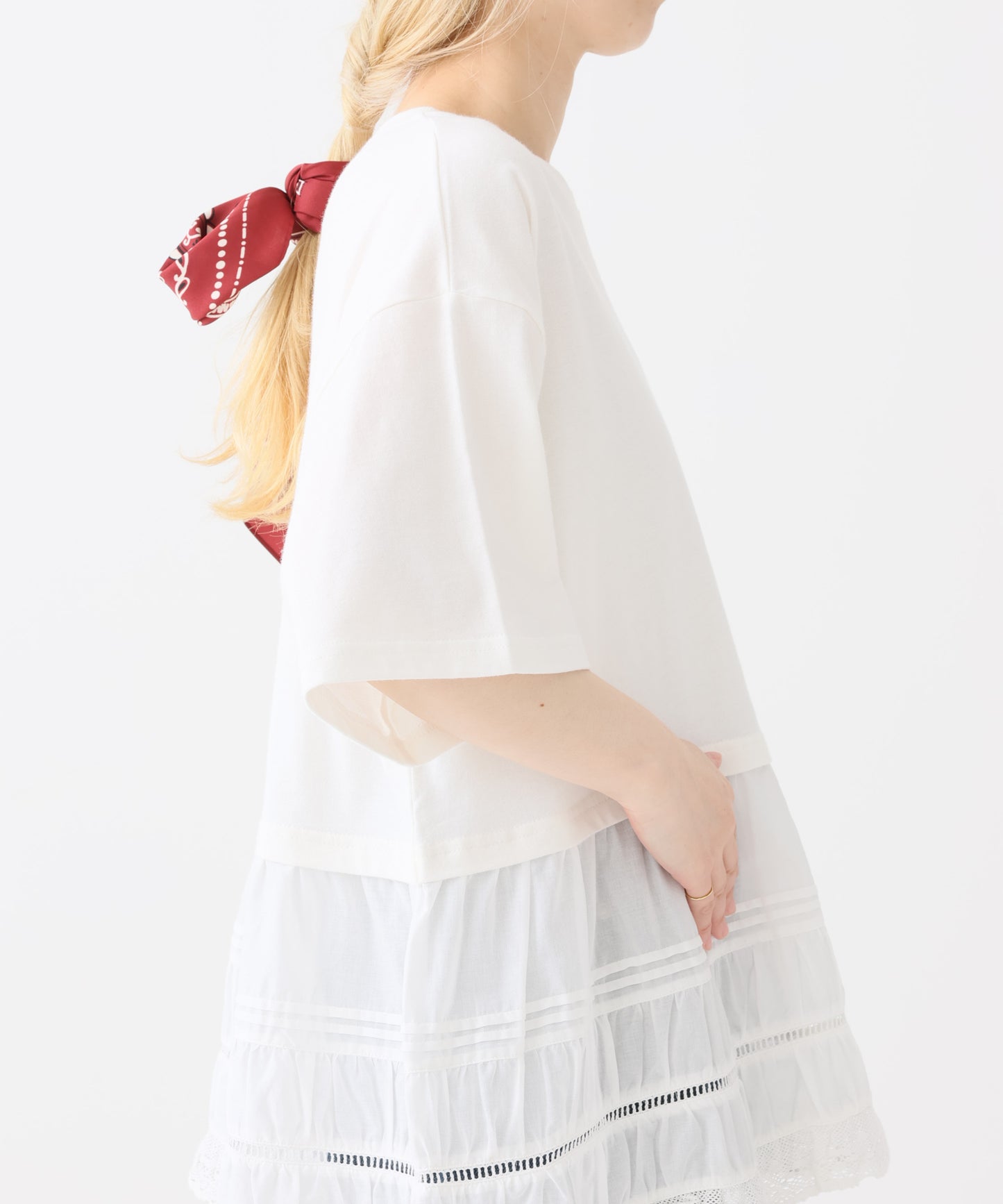 《近日発売》裾レース切替T
