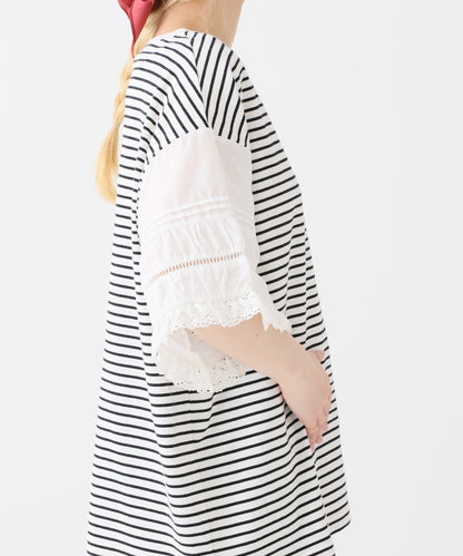 《近日発売》袖レース切替Tシャツ