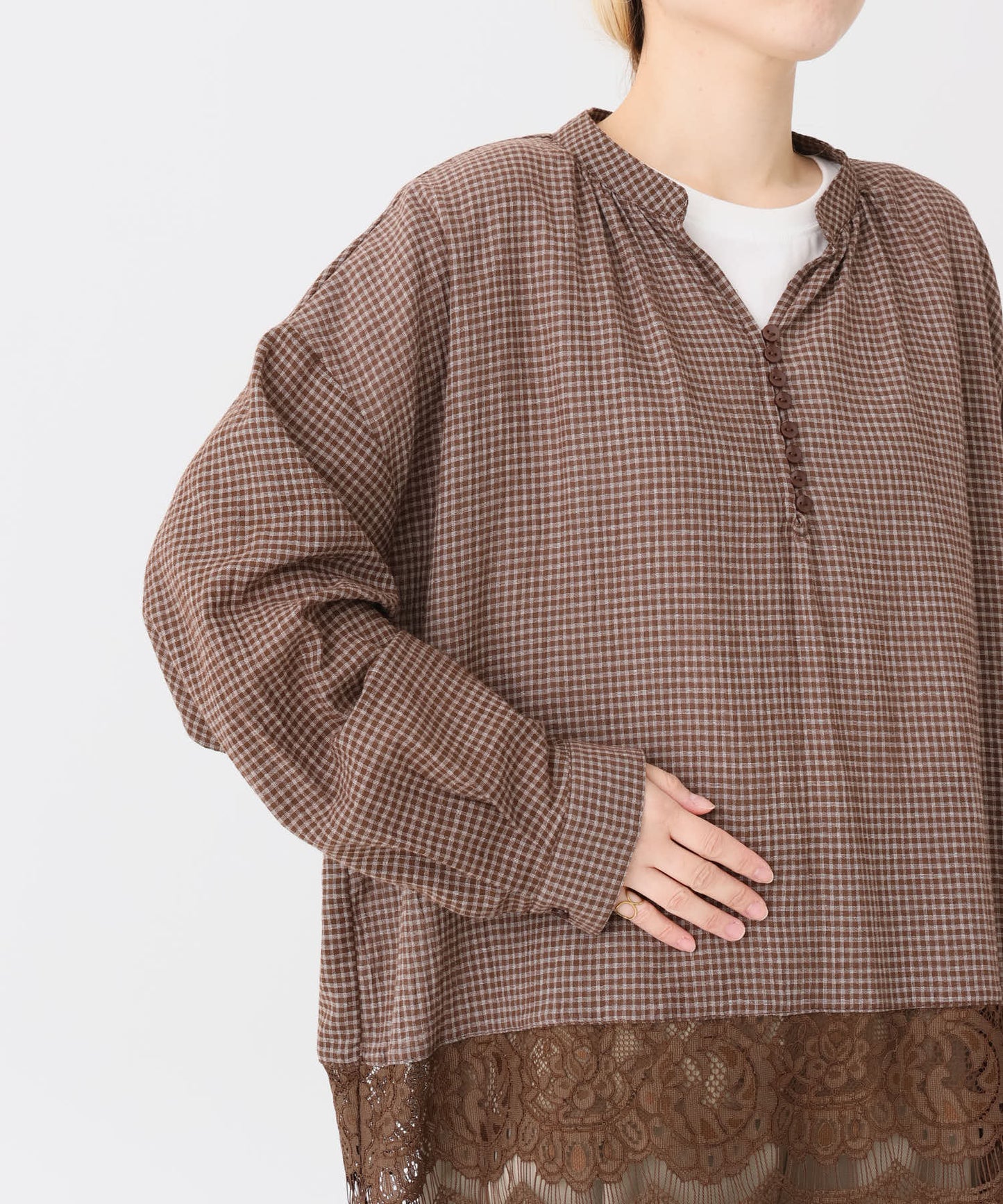 《8/31発売》裾レースチェックチュニック