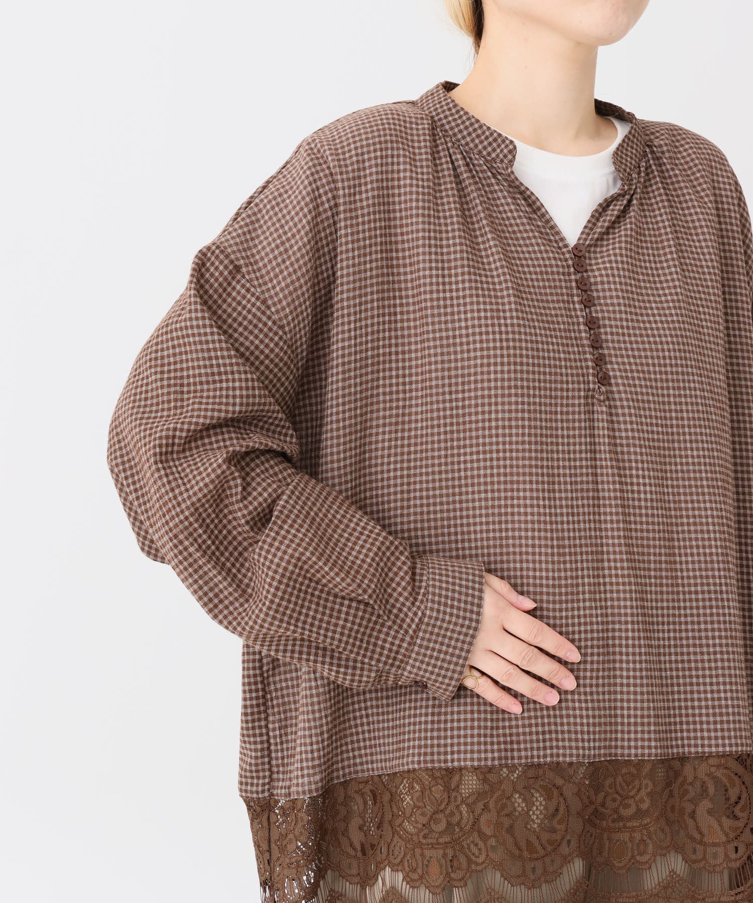 《8/31発売》裾レースチェックチュニック