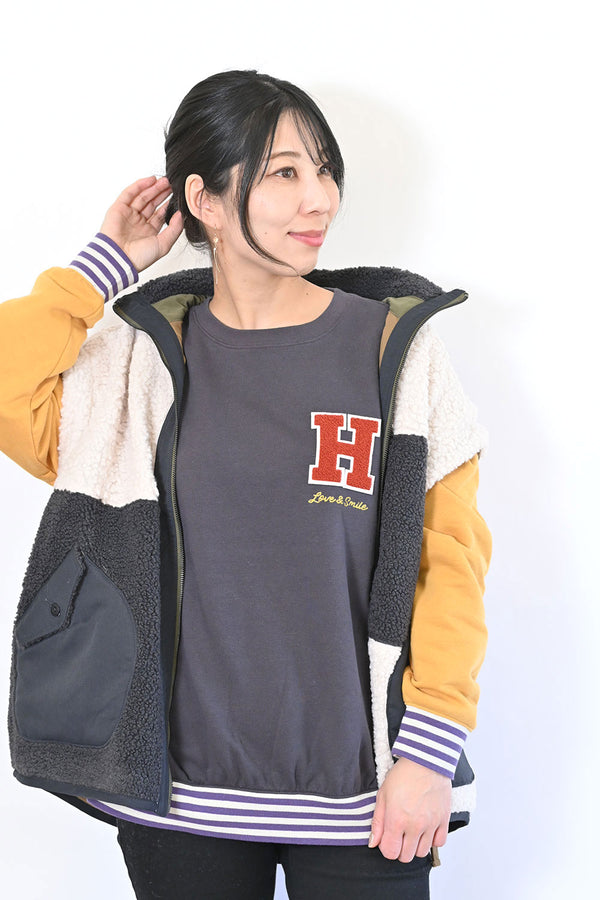 ≪SALE≫Varsity Jacket Style Relaxed Pullover