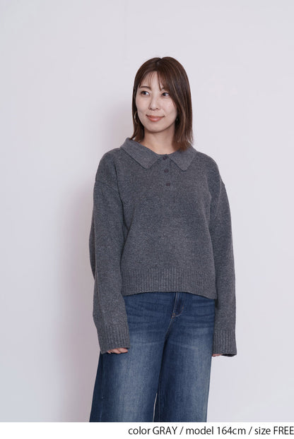 ≪SALE≫Knit Polo Pullover
