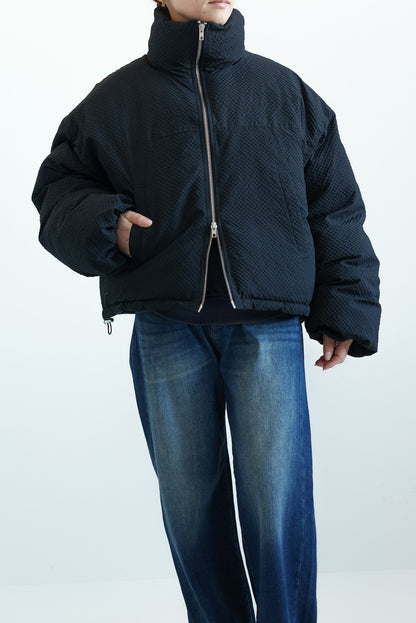 ≪SALE≫【Frame】Check Seersucker Quilted Stand Collar Short Jacket