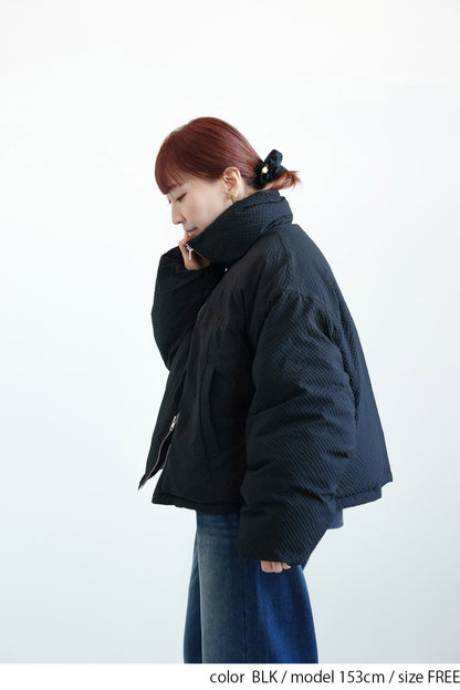 ≪SALE≫【Frame】Check Seersucker Quilted Stand Collar Short Jacket