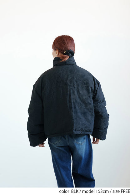 ≪SALE≫【Frame】Check Seersucker Quilted Stand Collar Short Jacket