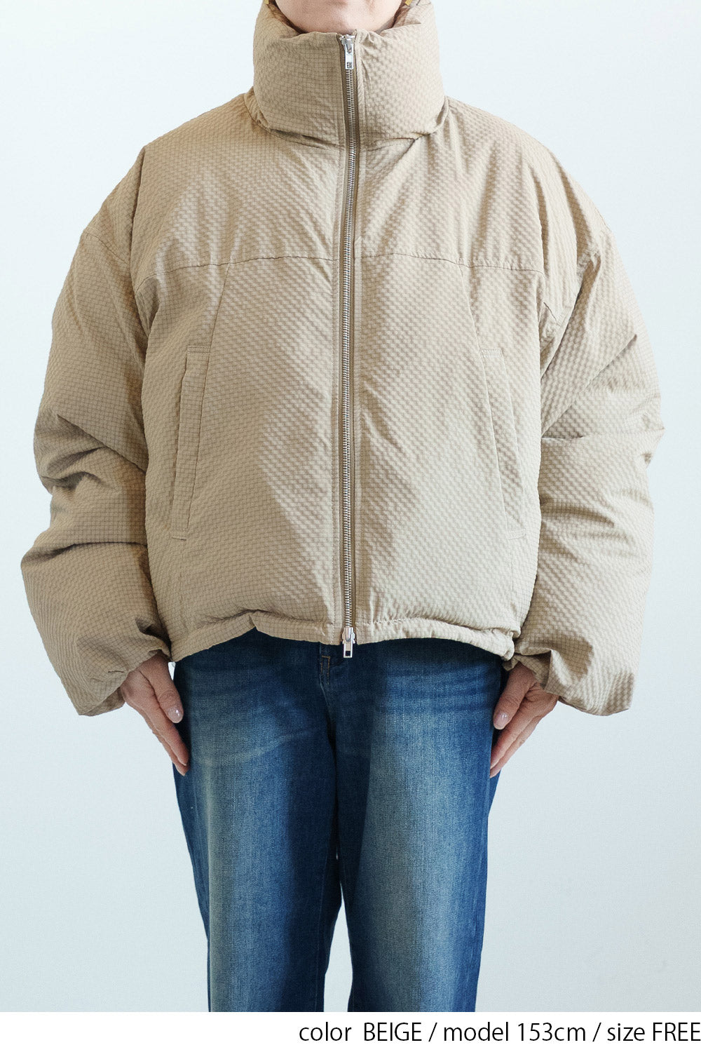 ≪SALE≫【Frame】チェックシアサッカー中綿スタンドカラーショート