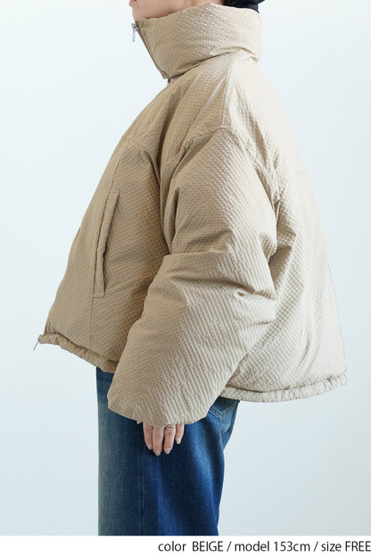 ≪SALE≫【Frame】Check Seersucker Quilted Stand Collar Short Jacket