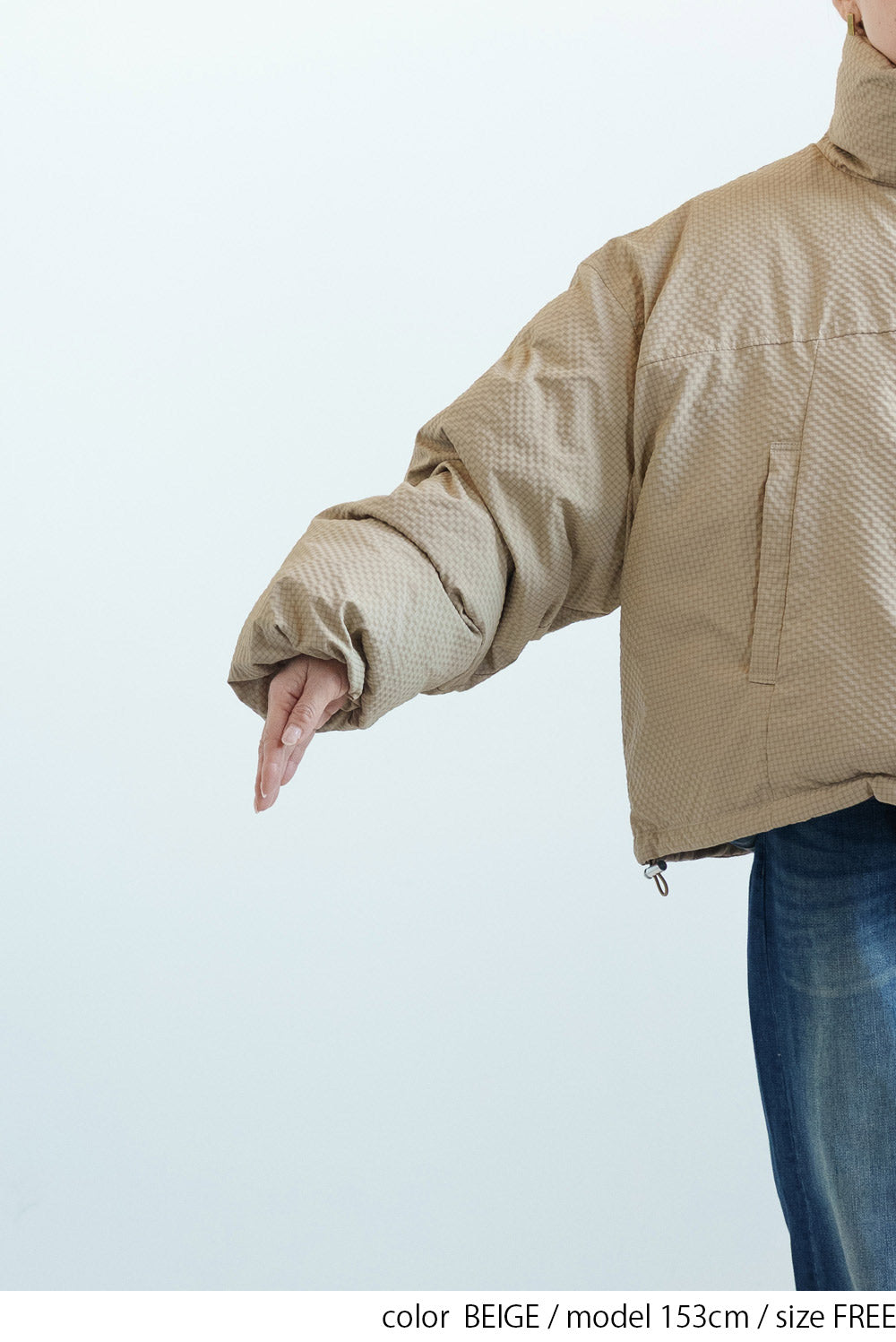 ≪SALE≫【Frame】Check Seersucker Quilted Stand Collar Short Jacket