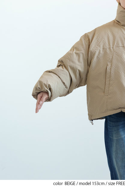 ≪SALE≫【Frame】Check Seersucker Quilted Stand Collar Short Jacket