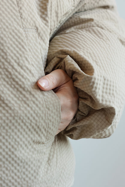 ≪SALE≫【Frame】Check Seersucker Quilted Stand Collar Short Jacket