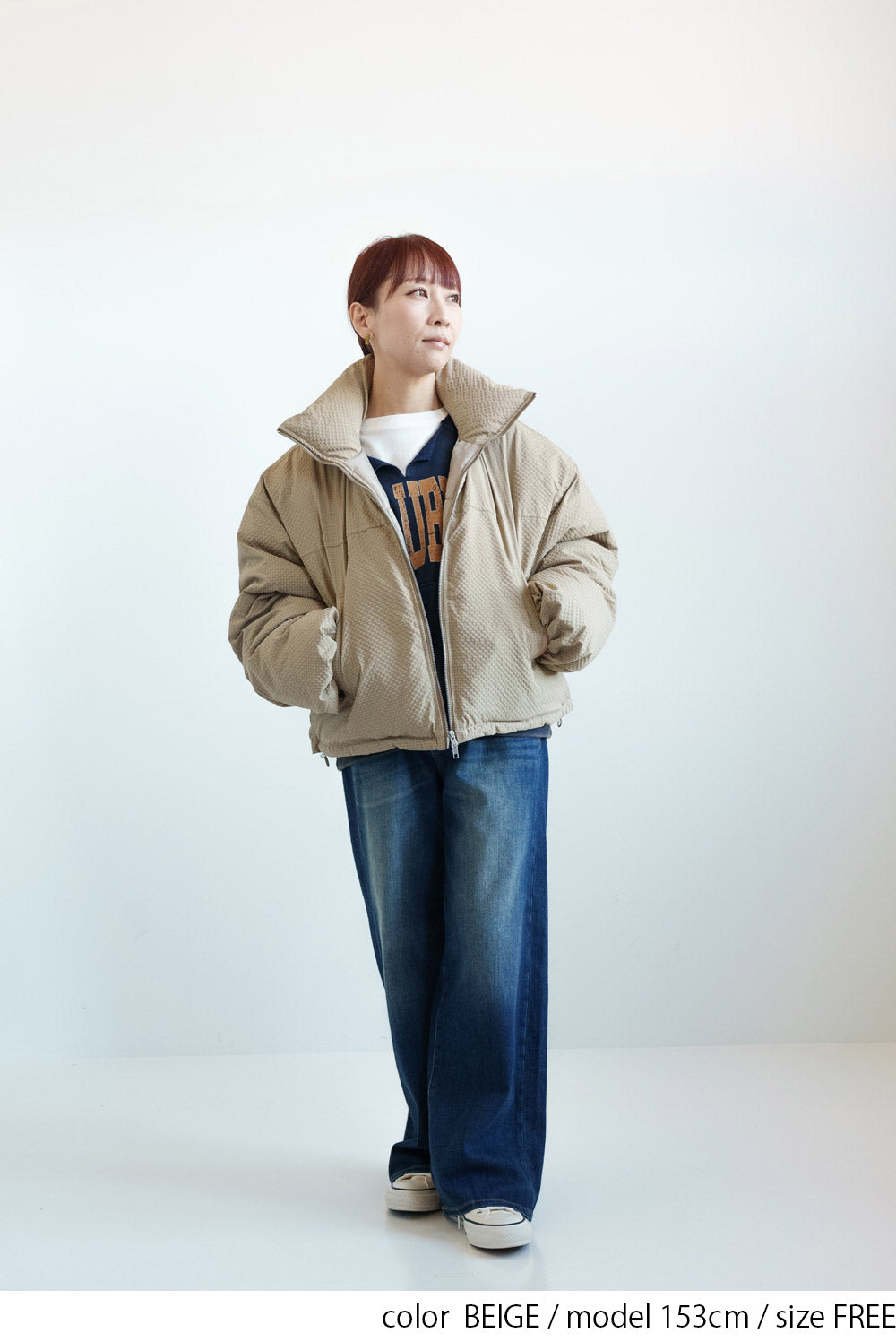≪SALE≫【Frame】Check Seersucker Quilted Stand Collar Short Jacket