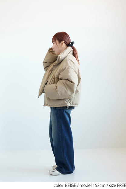 ≪SALE≫【Frame】Check Seersucker Quilted Stand Collar Short Jacket