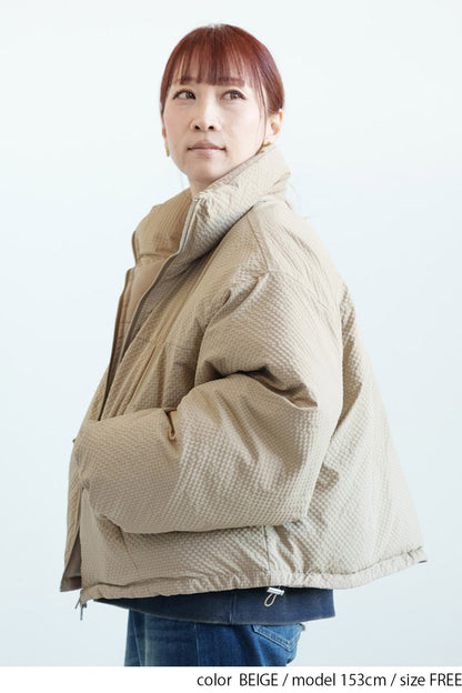 ≪SALE≫【Frame】Check Seersucker Quilted Stand Collar Short Jacket