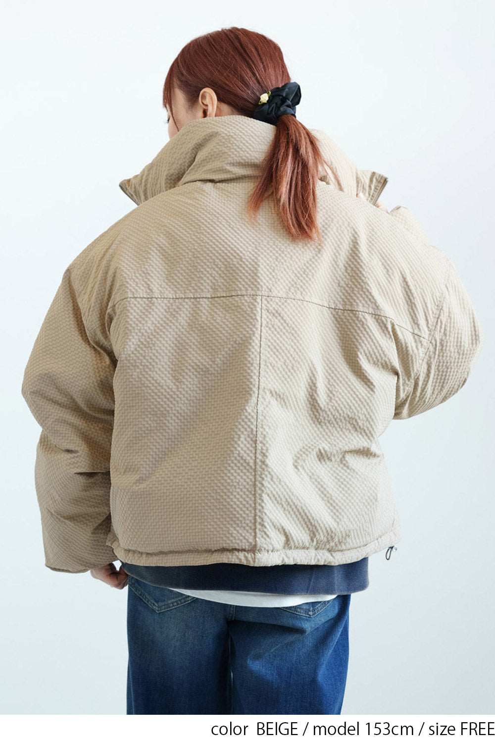 ≪SALE≫【Frame】Check Seersucker Quilted Stand Collar Short Jacket