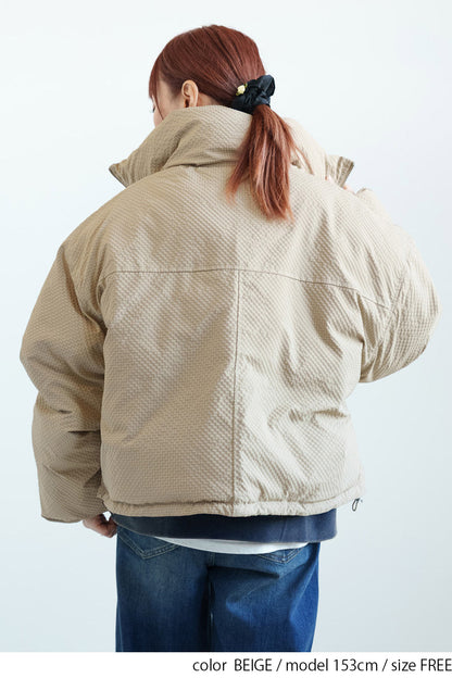 ≪SALE≫【Frame】Check Seersucker Quilted Stand Collar Short Jacket