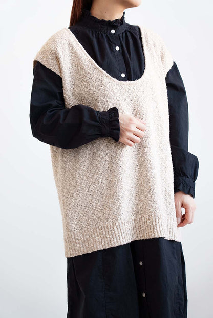 Tweed-Style Mixed Slub U-Neck Vest Top