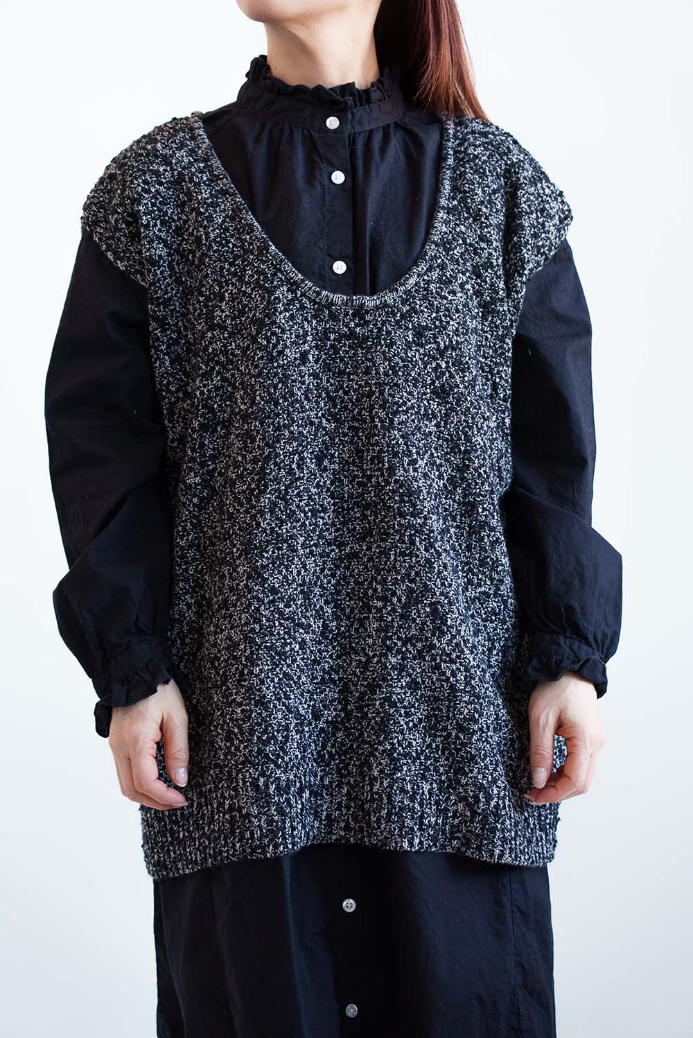 Tweed-Style Mixed Slub U-Neck Vest Top