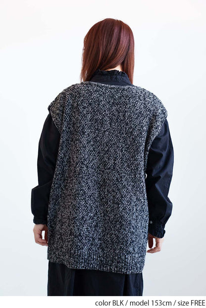 Tweed-Style Mixed Slub U-Neck Vest Top