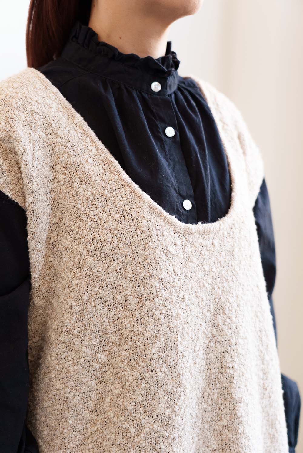 Tweed-Style Mixed Slub U-Neck Vest Top