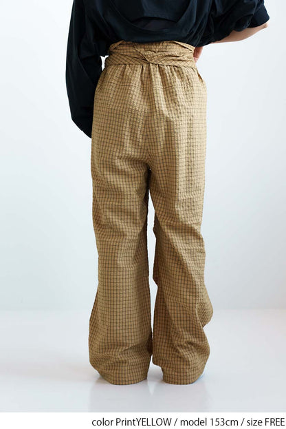 Check Waist Wrap Jogger Pants