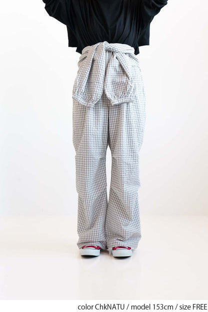 Check Waist Wrap Jogger Pants